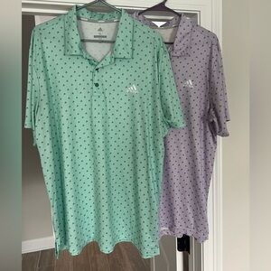 Two Adidas Graphic Golf Polos